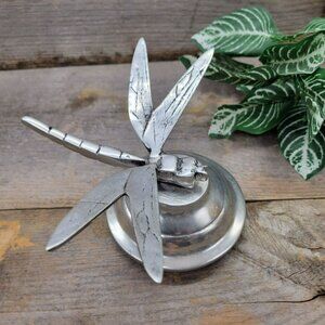 Modernistic Dragonfly Massive Chrome Metal Lid Jar Topper Industrial